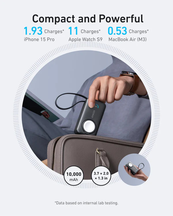 باور بانك أنكر ماج جو بسعة 10,000 مللي امبير للايفون + ساعة ابل | Anker MagGo 10,000mAh Power Bank for Apple Watch + iPhone