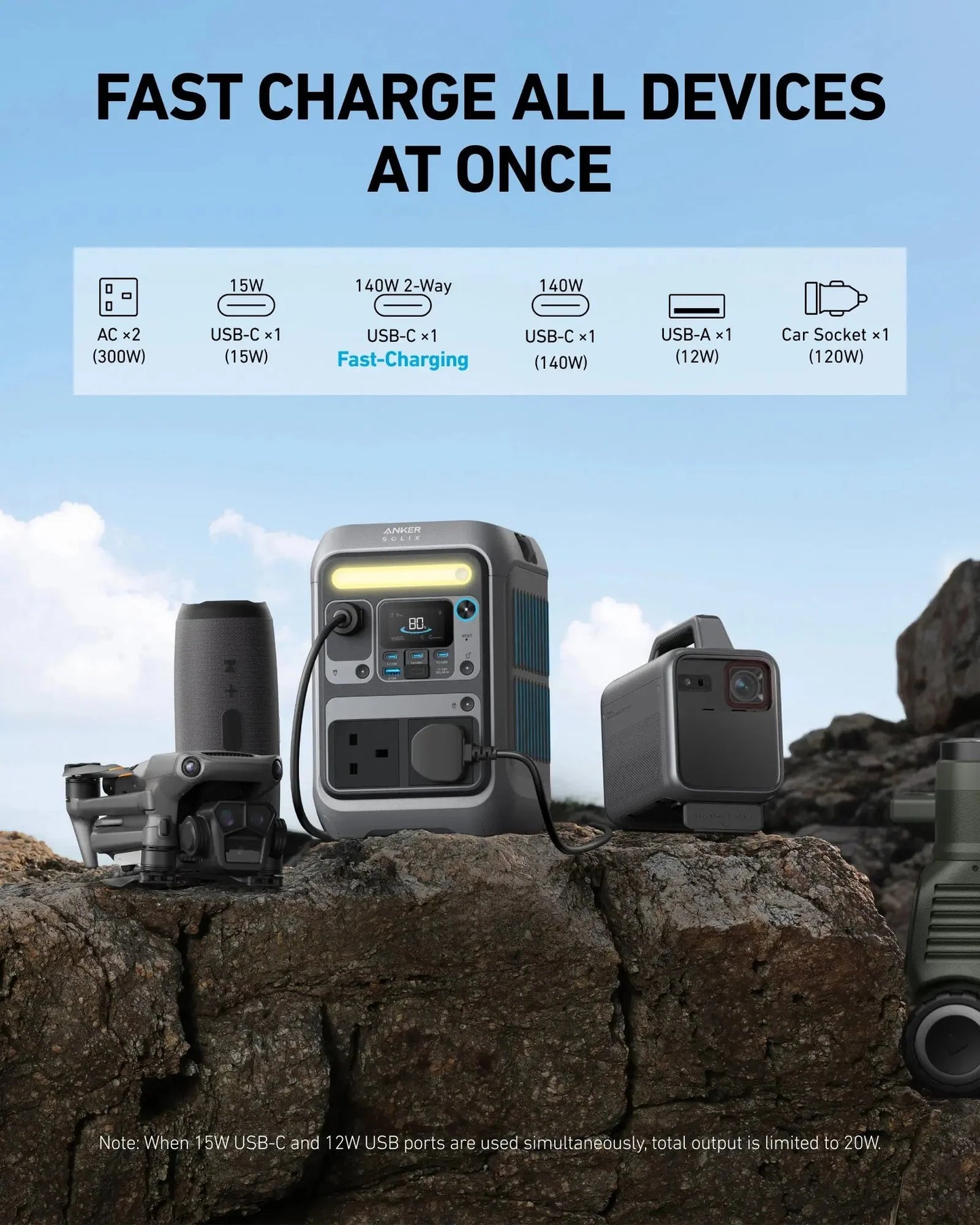 Anker Solix C300 Santrala Hêzê ya Portable 600W | 288Wh - Gewrê Tarî