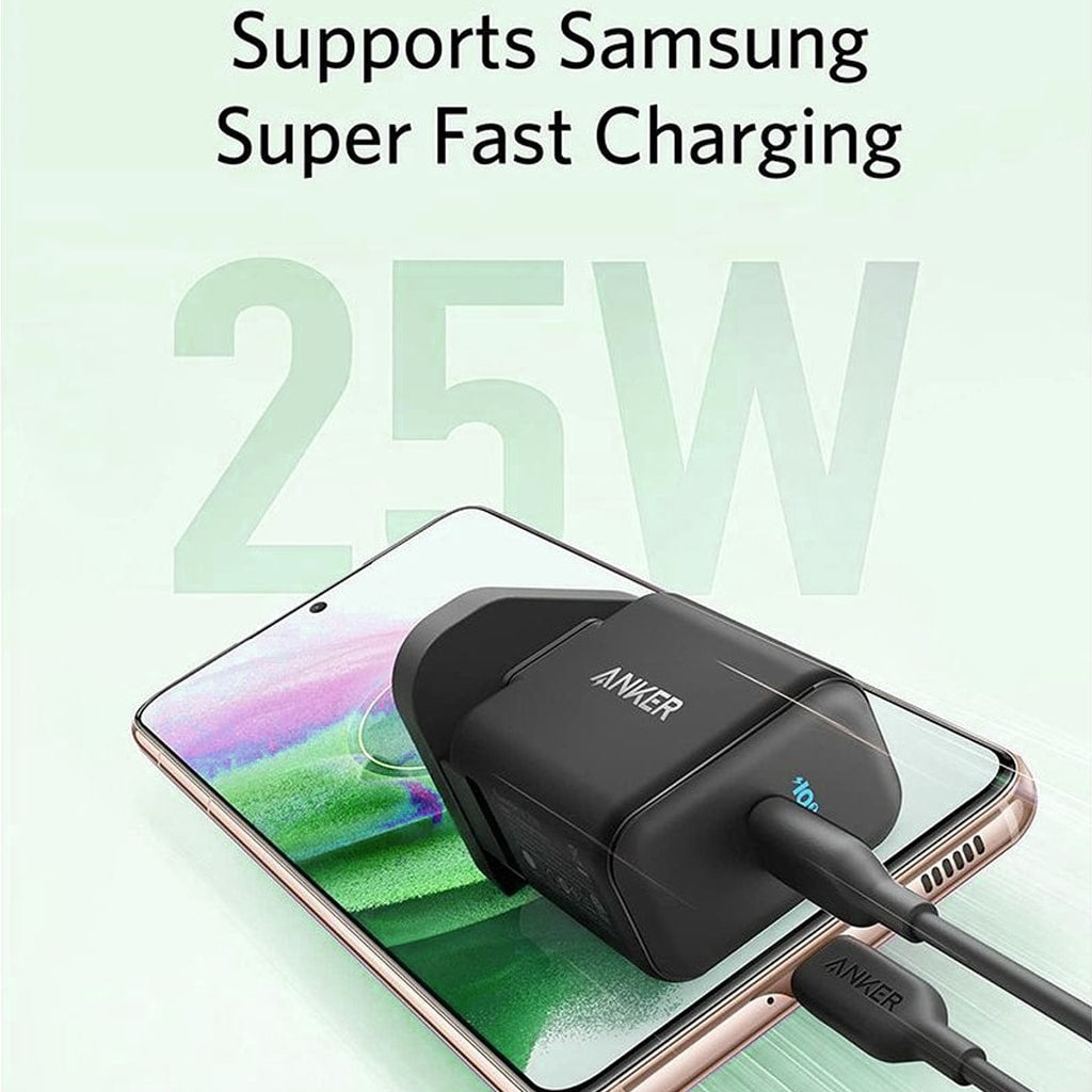 Anker Wall Charger 25W Compact Fast Charger with US - شاحن جداري سريع مدمج بقوة 25 واط