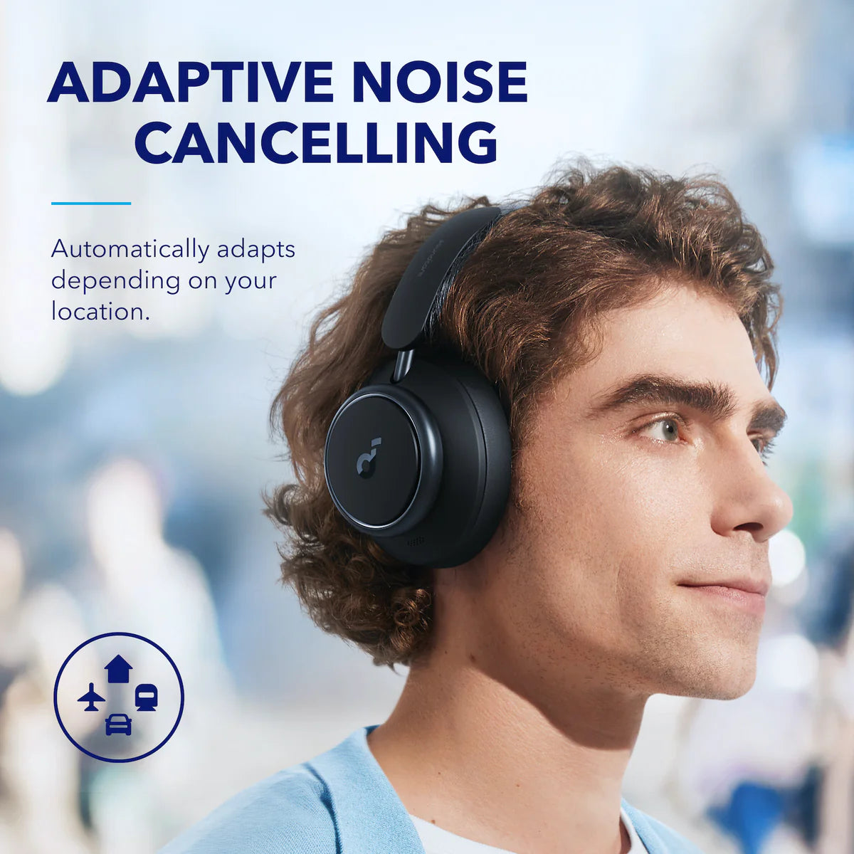 Anker Space Q45 Long-Lasting Noise Cancelling Headphones - ساوند كور سماعات راس سبيس من انكر بخاصية الغاء الضوضاء النشطة