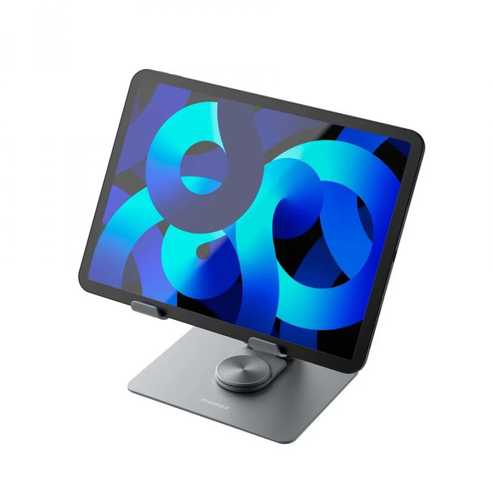 Momax Foldable Rotating Tablet Stand, Fits 10.5"–12.9" Tablets - حامل موماكس الدوار للاجهزة اللوحية, قابل للطي, متوافق مع تابلت 10.5 الى 12.9 بوصة