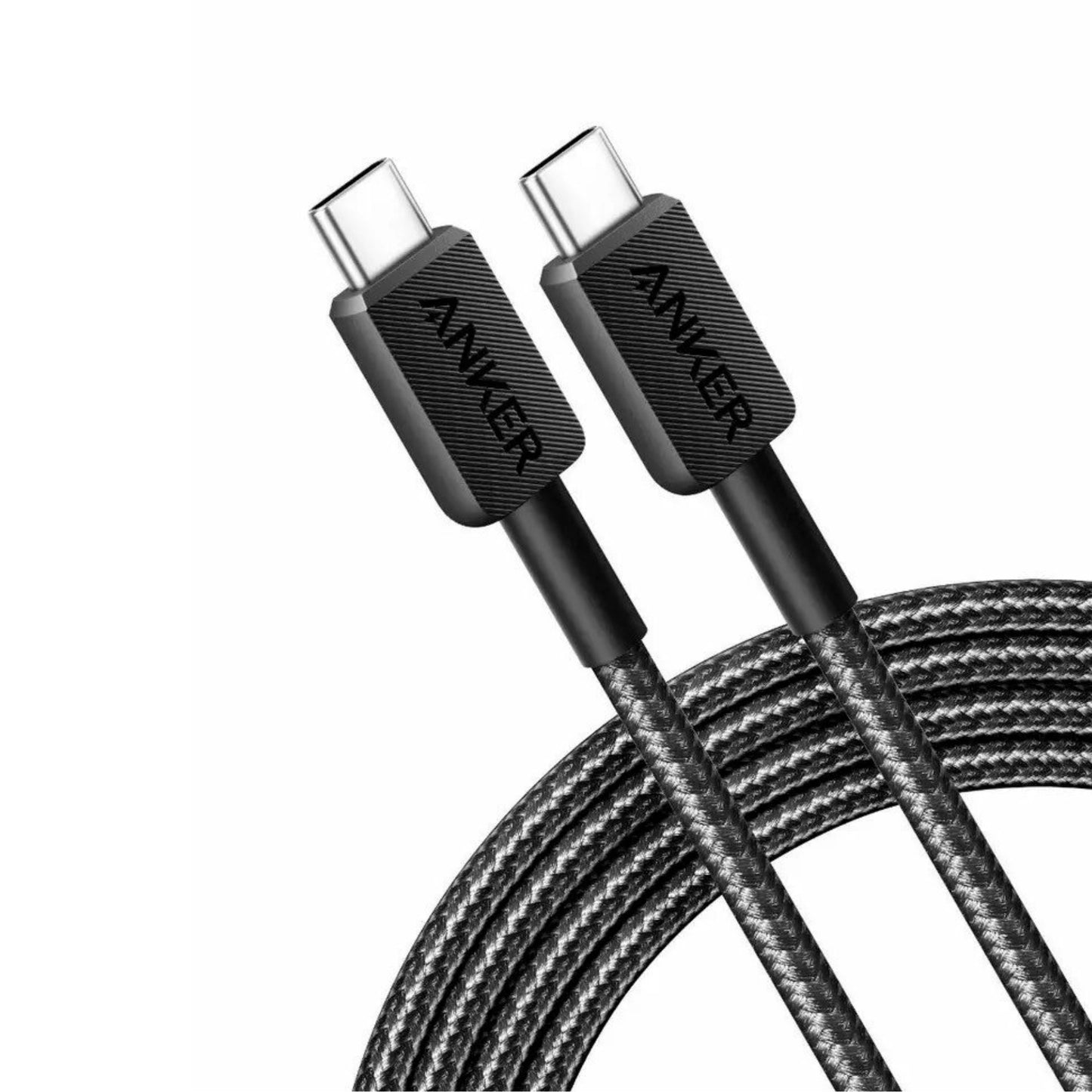 كيبل انكر USB-C الى USB-C بطول 1م, قدرة شحن 240 واط, مضفر | Anker USB-C to USB-C Cable 3 ft | 240W Braided Fast Charging Cable