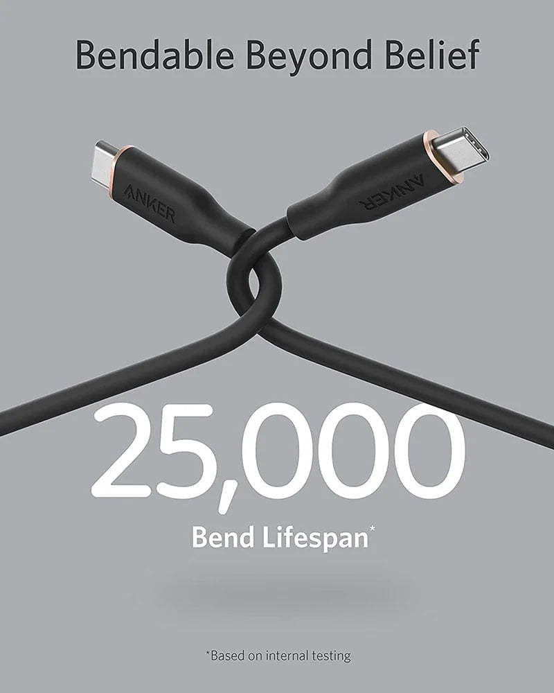 Anker PowerLine III Flow USB-C to USB-C Cable 100W (1.8m/6ft) - كيبل باور لاين يو اس بي سي الى يو اس بي سي بقدرة 100واط من أنكر