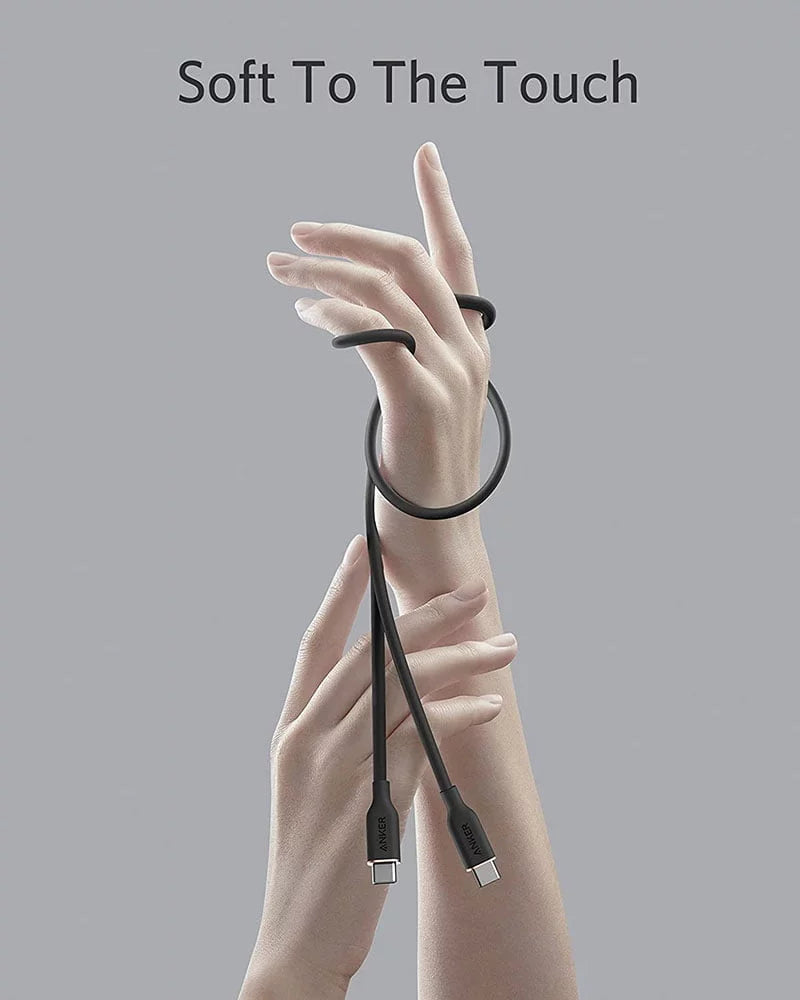 Anker PowerLine III Flow USB-C to USB-C Cable 100W (1.8m/6ft) - كيبل باور لاين يو اس بي سي الى يو اس بي سي بقدرة 100واط من أنكر