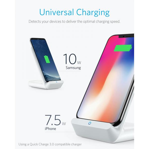 Anker Power Wave 7.5 Fast Wireless Charging Stand - قاعدة الشحن اللاسلكي السريع باور ويف 7.5 من أنكر