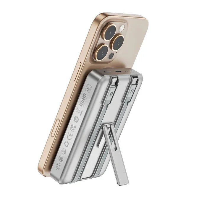 WiWU Elite 10000mAh Power Bank with Built-in Cable & Stand - باور بانك بسعة 10000ميلي أمبير مع حامل وشحن سريع مدمج من ويوو