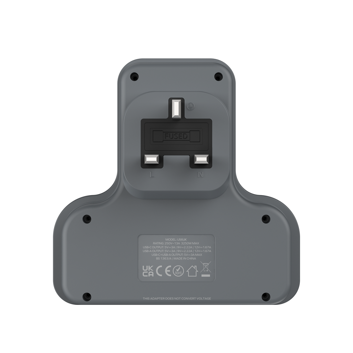 Momax ONEPLUG T-Shaped 3-Outlet Extension Socket with USB Ports - مشترك موماكس وان بلاج على شكل T بـ3 منافذ طاقة وUSB