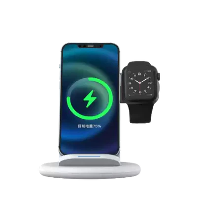 ويوو بور أير 3 في 1 شاحن لاسلكي لسطح المكتب حامل الهاتف المحمول لسماعات الأذن وحامل الهاتف للشحن السريع - WiWU Power Air 3 in 1 Desktop Wireless Charger Mobile Phone Stand