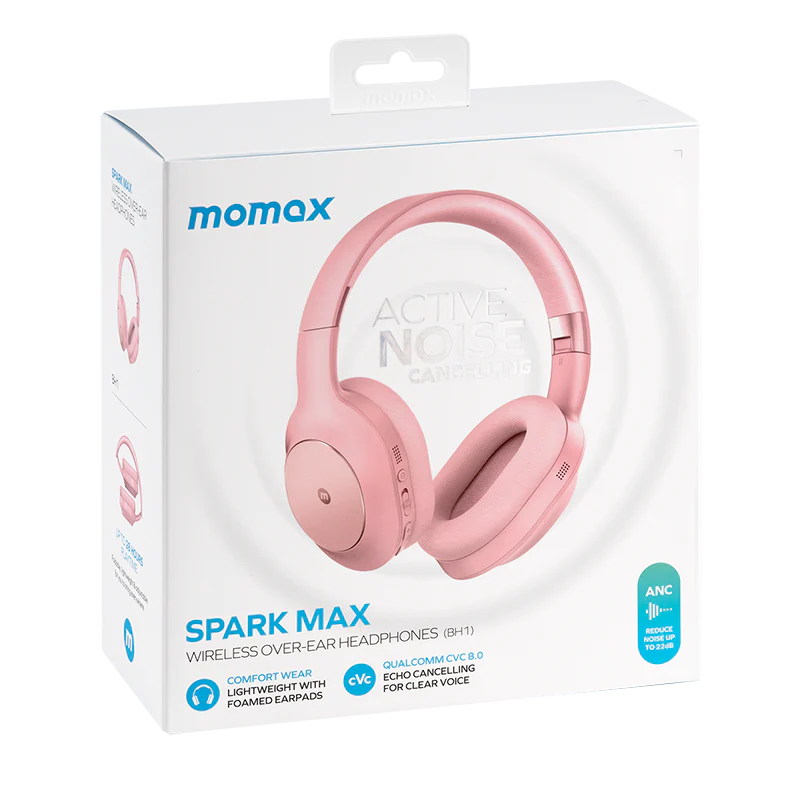 Momax Spark Max BH1M Wireless Over-Ear Headphones with ANC - سماعة موماكس سبارك ماكس BH1M اللاسلكية بتقنية الغاء الضوضاء
