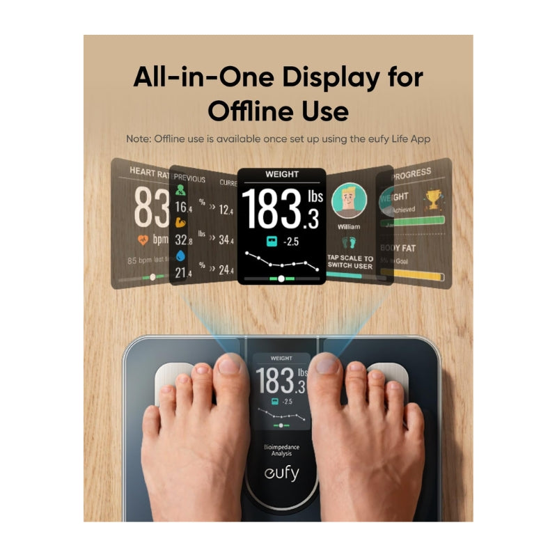 ميزان انكر يوفي الذكي C20 مع شاشة ملونة - اسود | Anker eufy Smart Scale C20 – Black