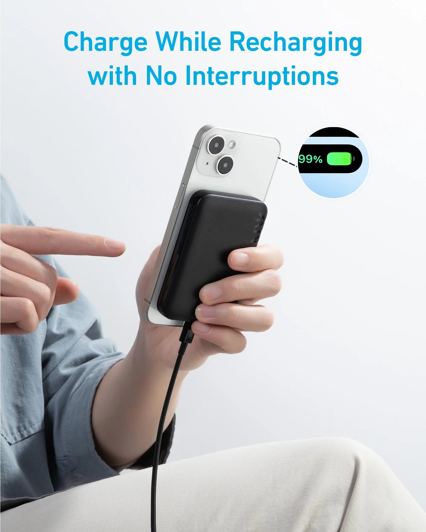 Anker 321 MagGo Battery PowerCore Magnetic 5K - باور بانك من انكر بسعة 5000ميلي امبير