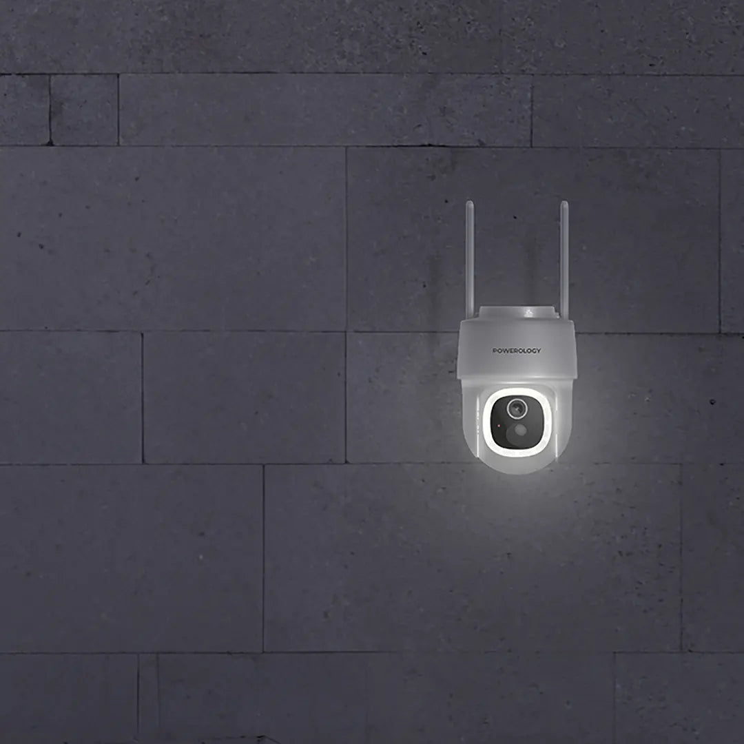 باورولوجي كاميرا خارجية ذكية مقاومة للماء مع لوح طاقة شمسية 5 واط, ببطارية سعة 5200 مللي امبير | Powerology Outdoor Smart Waterproof 5W Solar Pan/Tilt Camera with 5200mAh Battery.