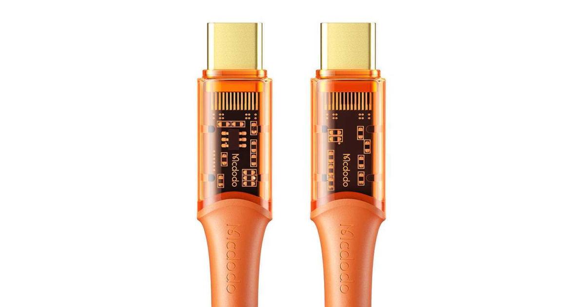 Mcdodo Type-C to Type-C PD 100W Transparent Data Cable - كيبل تايب سي الة تايب سي سريغ الشحن بقدرة 100واط من مكدودو