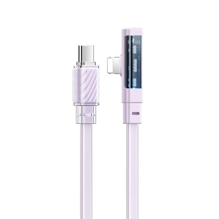 Mcdodo Dichromatic Series 36W Type-C to Lightning 90 Degree Data Cable with LED 1.2m - كابل بيانات ب36واط تايب سي إلى لايتننغ مع مؤشر ليد بطول 1.2 متر من مكدودو