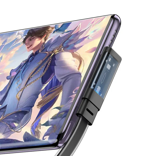 Mcdodo 65W Type-C to Type-C 90 Degree Transparent Data Cable with LED 1.2m - كيبل بيانات ب65واط تايب سي إلى تايب سي مع مؤشر ليد بطول 1.2 متر من مكدودو