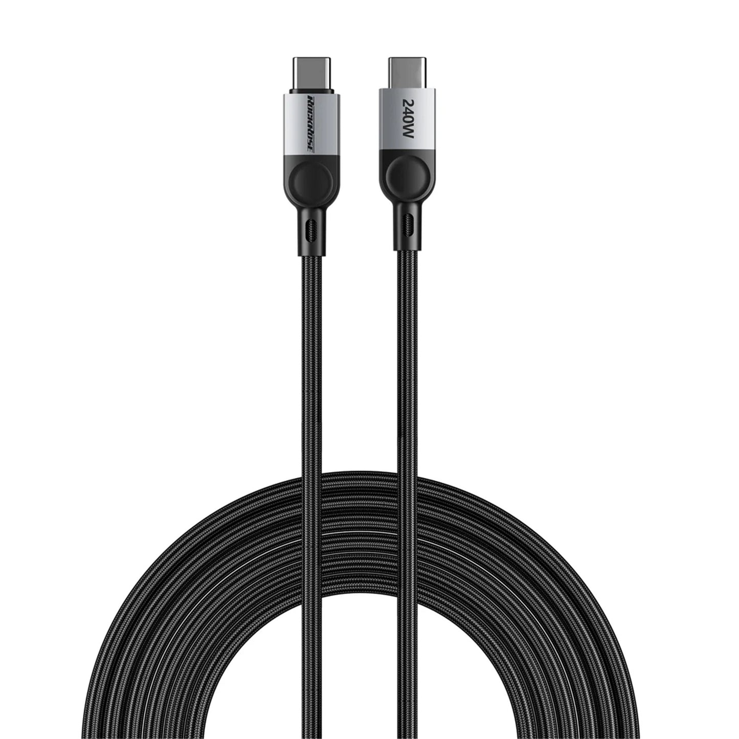 RockRose Sliverline CC Pro Max USB-C to USB-C Cable 240W 2m - كابل روك روز سيلفرلاين برو ماكس تايب سي إلى تايب سي بقدرة 240 واط بطول 2 متر