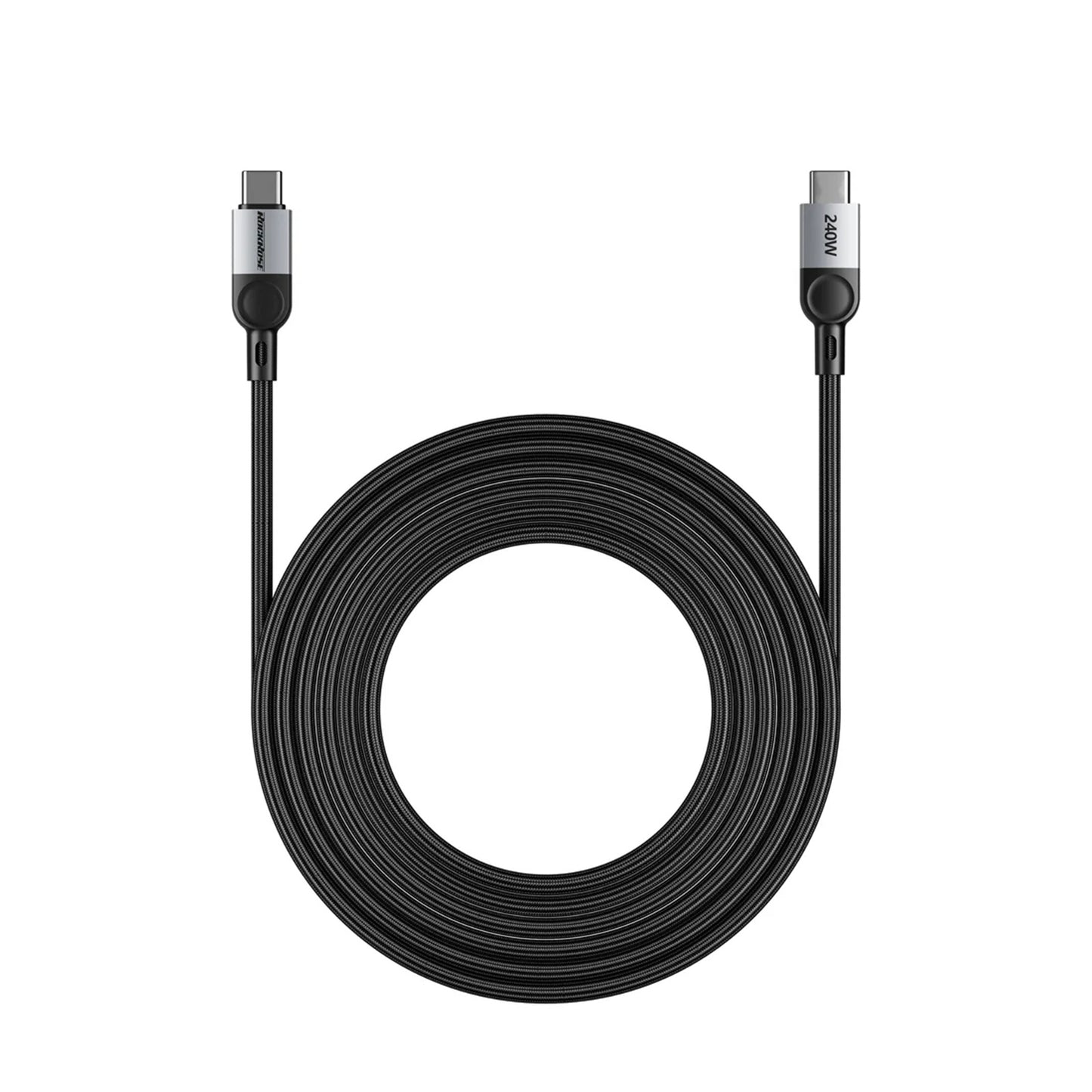 RockRose Sliverline CC Pro Max USB-C to USB-C Cable 240W 2m - كابل روك روز سيلفرلاين برو ماكس تايب سي إلى تايب سي بقدرة 240 واط بطول 2 متر