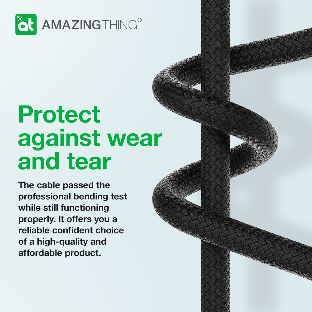 كيبل اميزنك ثنك ثاندر برو تايب سي الى تايب سي بقدرة 140 واط - اسود | AMAZINGTHING Thunder Pro USB-C to USB-C 140W 5A Cable – Black