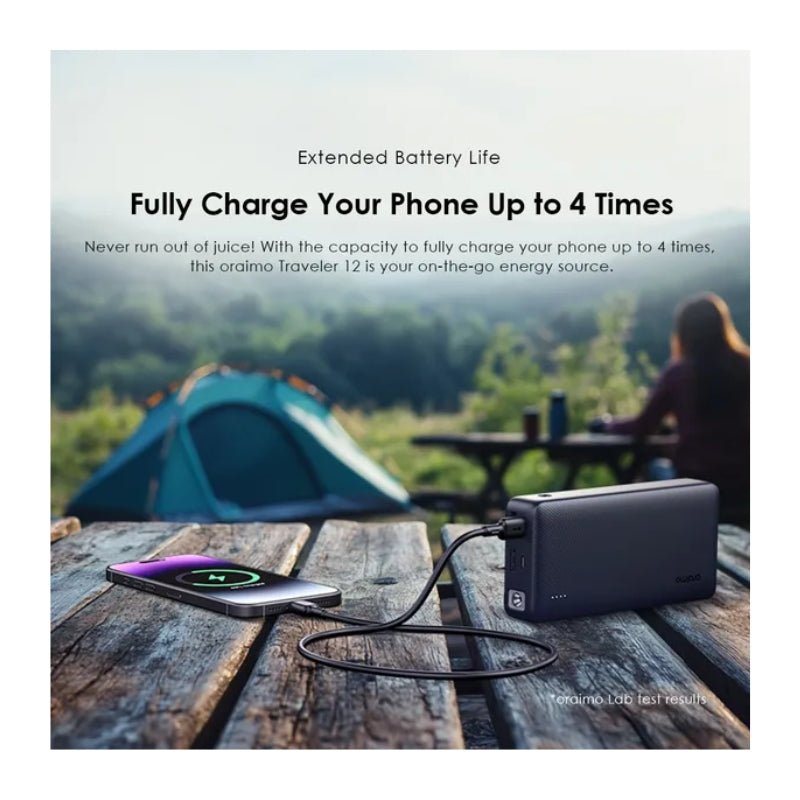 Oraimo Traveler 20000mAh 12W Power Bank - باور بانك أورايمو ترافيلر 20000 مللي امبير مع شحن سريع وإضاءة ليد