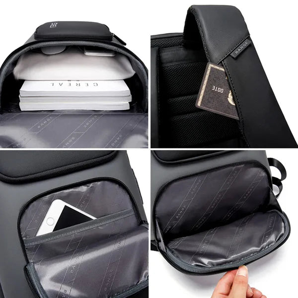 حقيبة ظهر بانجي 7216 Plus مضادة للسرقة ضد الماء والخدش مع منفذ يو اس بي وقفل ثلاثي | BANGE BG-7216 Plus Business Luxury Anti-Theft Waterproof Backpack with USB Port & 3-Digit Lock