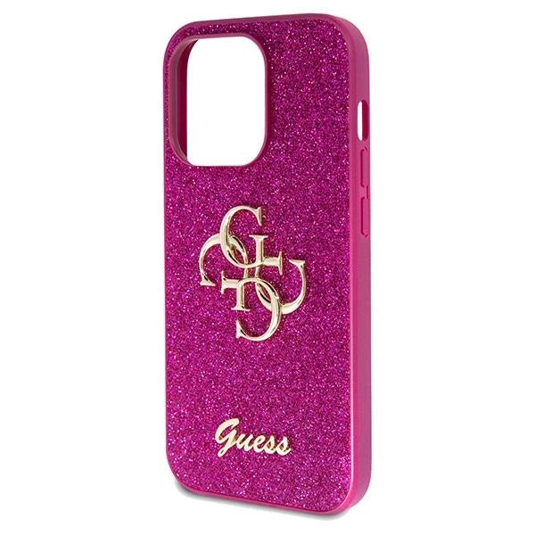 Guess Fixed Glitter Case with Big 4G Logo for iPhone 15 Pro Max | كفر GUESS لامع بشعار 4 جي كبير لجهاز ايفون 15 برو ماكس