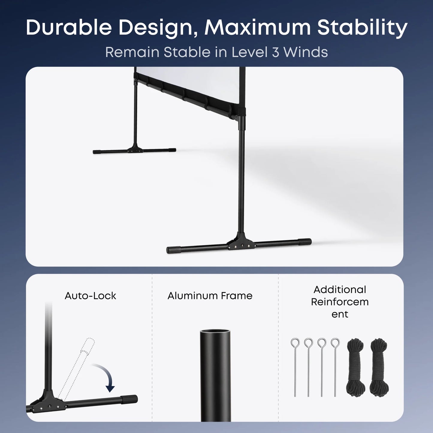 Ekrana Projektorê ya Derveyî ya Anker Nebula 100-Înç bi Standê