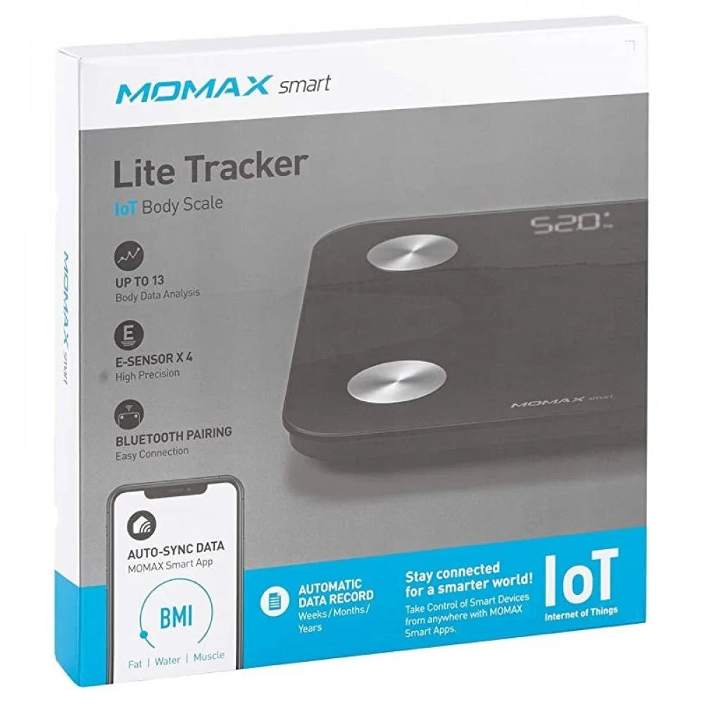 Momax Lite Tracker IoT Body Scale, 13 Body Metrics Analysis - ميزان الجسم موماكس لايت تراكر IoT الذكي, تحليل 13 مؤشرا صحيا