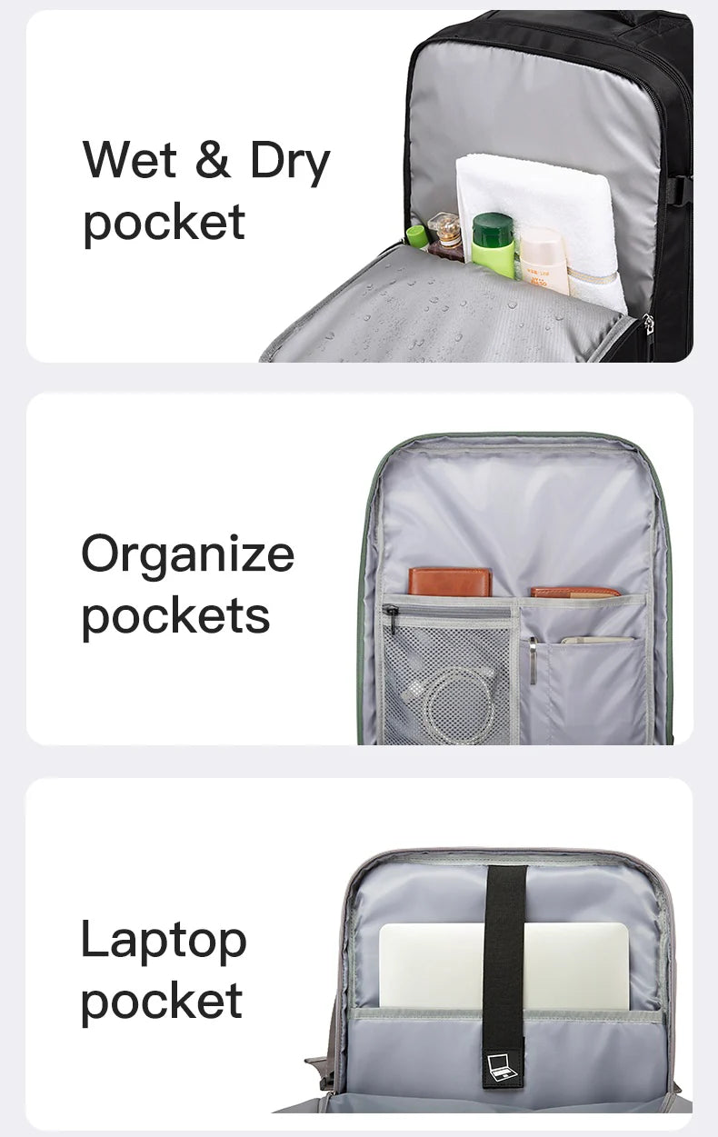 شنطة لابتوب بانجي متعددة الاقسام مقاومة للماء, سعة لابتوب 15.6 بوصة - اسود | Bange Fissure Laptop Backpack Multi-Compartment Water Resistant (15.6”) – Black