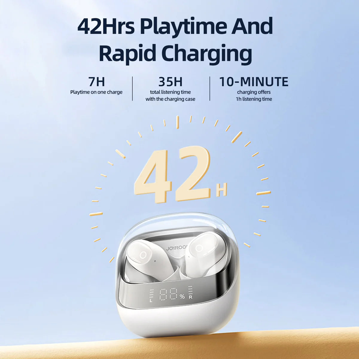 سماعات جويرووم JR-DB2 اللاسلكية بصوت عالي الدقة, تشغيل حتى 42 ساعة | JOYROOM JR-DB2 Wireless Earbuds 42H Playtime, HiFi Audio