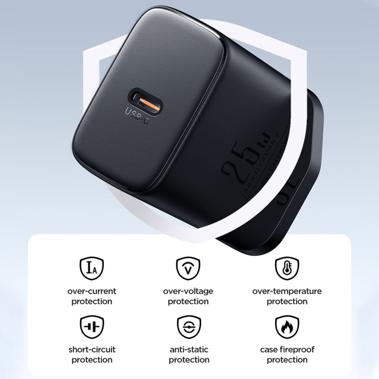 شاحن جداري جويرووم JR-TCF11 بقدرة شحن 25 واط مع كيبل تايب سي الى تايب سي بطول 1 متر - ابيض | JOYROOM JR-TCF11 25W Fast USB-C Charger & Type-C Cable - White