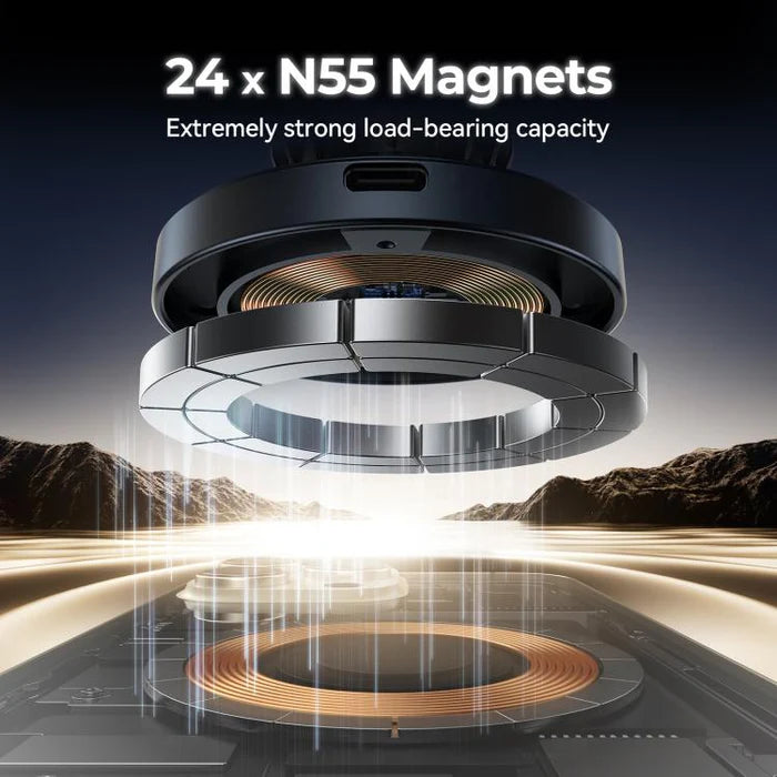 شاحن وحامل هاتف للسيارة لاسلكي مغناطيسي بقدرة شحن 15 واط من جويرووم | JOYROOM JR-ZS502 Magnetic Wireless Car Phone Holder – 15W