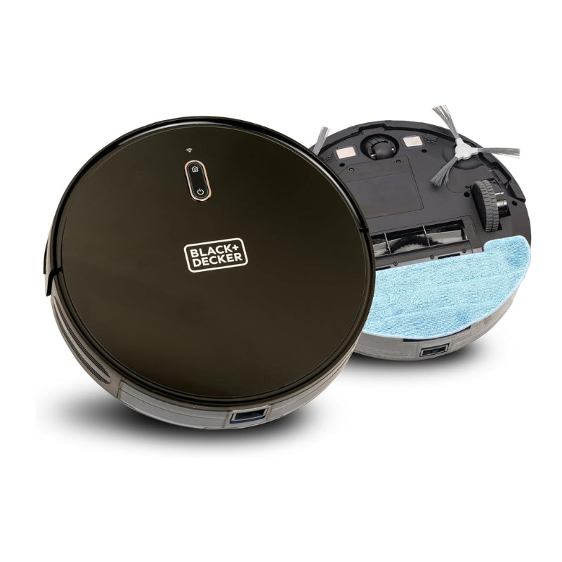 Black+Decker Robotic Vacuum Cleaner and Mop, Support Alexa, 2150Pa Strong Suction Power -مكنسة روبوتية وممسحة بلاك اند ديكر مع دعم الأليكسا، قوة شفط 2150 باسكال