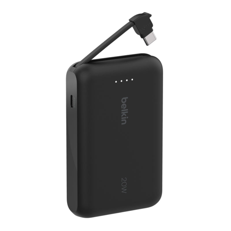 Belkin 10K Power Bank with Integrated USB-C Cable - باور بانك بسعة 10الاف ميلي أمبير مع كيبل تايب سي