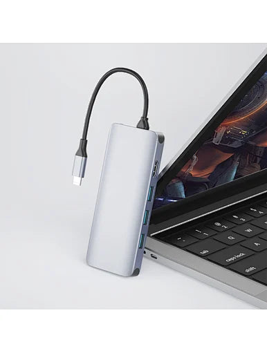 WiWU Alpha 12 in 1 Type C Hub Laptop Adapter USB C To USB 3.0 HDMI - ويوو الفا 12 في 1 محول نوع سي للكمبيوتر المحمول يو اس بي سي إلى يو اس بي 3.0