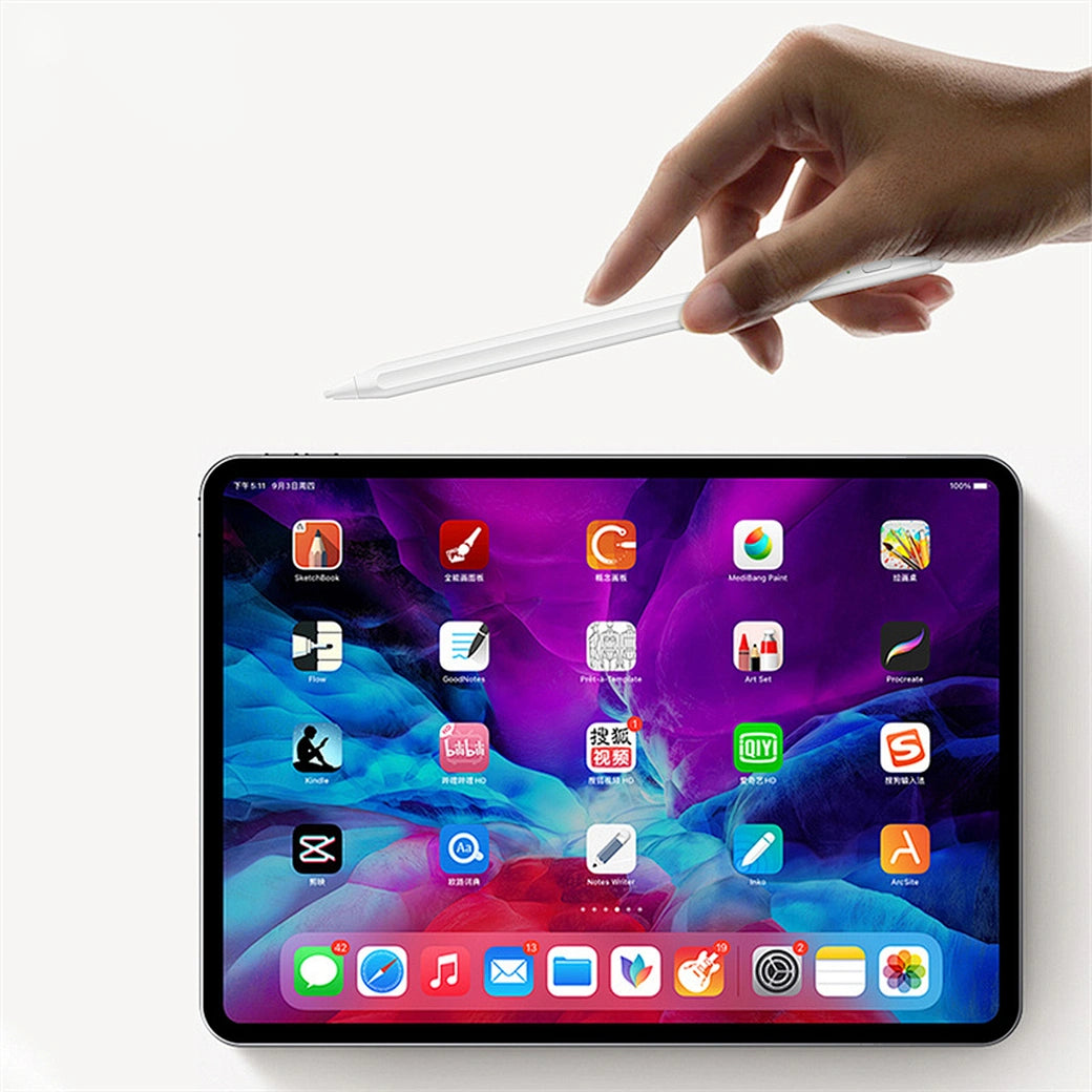 قلم ويوو 2 في 1 ستايلس للتابلت مع لمس بالضغط - ابيض | WiWU 2 in 1 Pencil D Smart Pressure Touch Stylus Pencil Pen - White