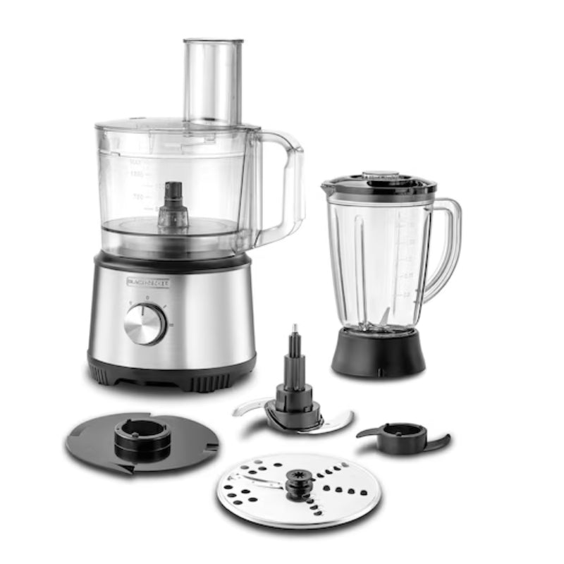 محضر طعام 800 واط مع خلاط ووعاء ستانلس ستيل 2 لتر - Black+Decker 800W Food Processor (Stainless Steel) FX825-B5
