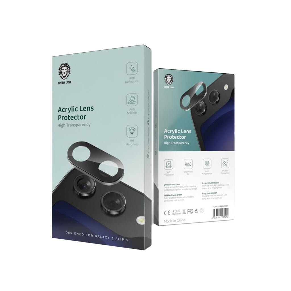 جرين لايون واقي عدسة الكاميرا لهاتف سامسونج جالاكسي Z Flip 5 - اسود | Green Lion Acrylic Lens Protector for Samsung Galaxy Z Flip 5 – Black