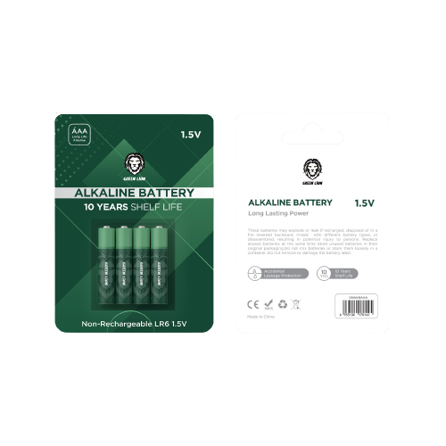 بطاريات جرين لايون AAA ب 4 قطع / علبة, 1.5 فولت - اخضر | Green Lion Alkaline Battery AAA (4pcs/pack) 1.5V - Green