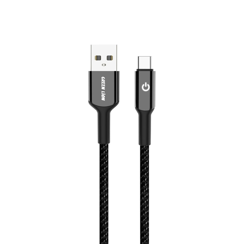 كيبل جرين لايون مضفر يو اس بي اي الى يو اس بي سي بقدرة 18 واط وطول 1 متر - اسود | Green Lion USB-A to USB-C Braided Cable 18W 1M - Black