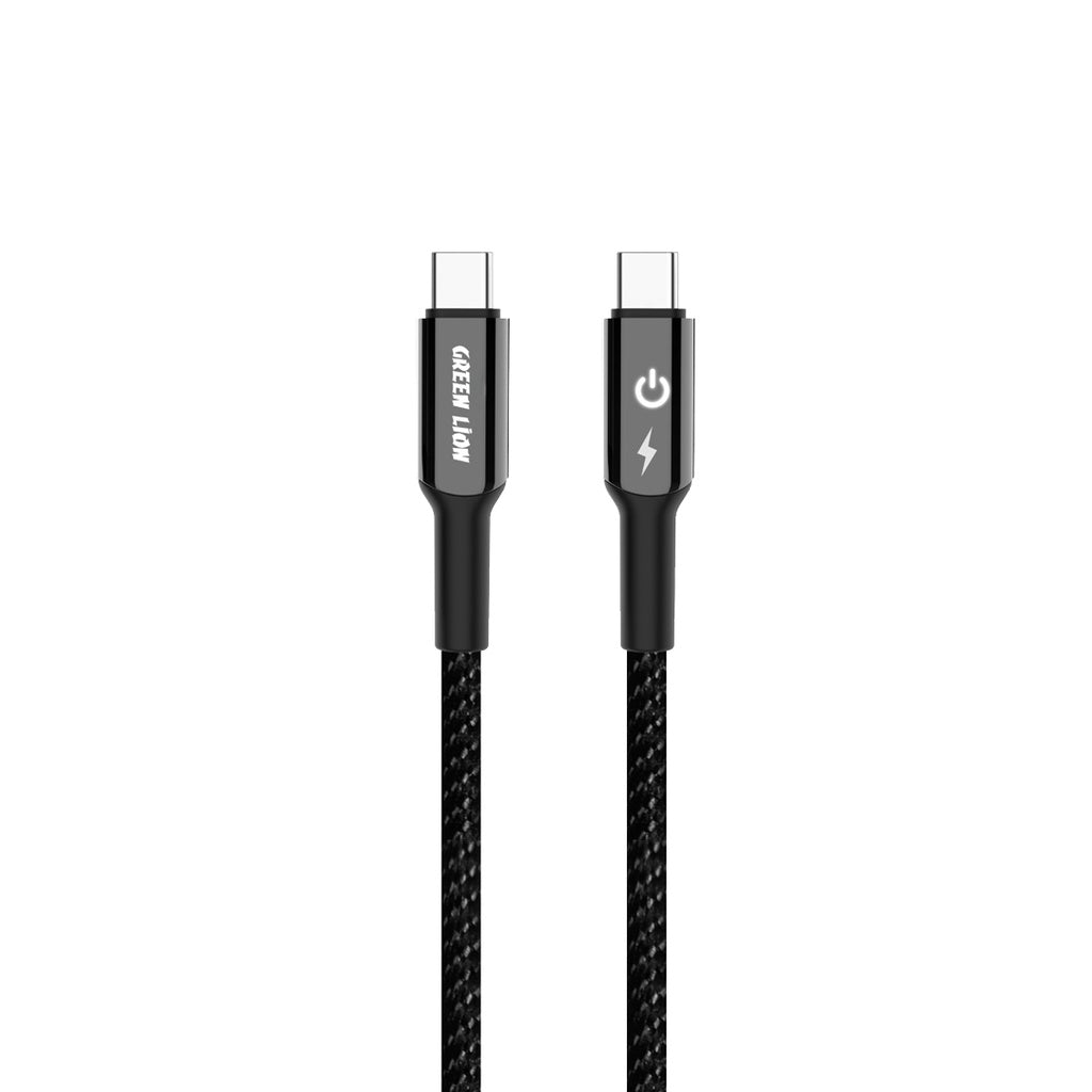كيبل جرين لايون يو اس بي سي الى يو اس بي سي بقدرة 60 واط وطول 1 متر - اسود | Green Lion USB-C to USB-C Braided Cable 60W 1M - Black