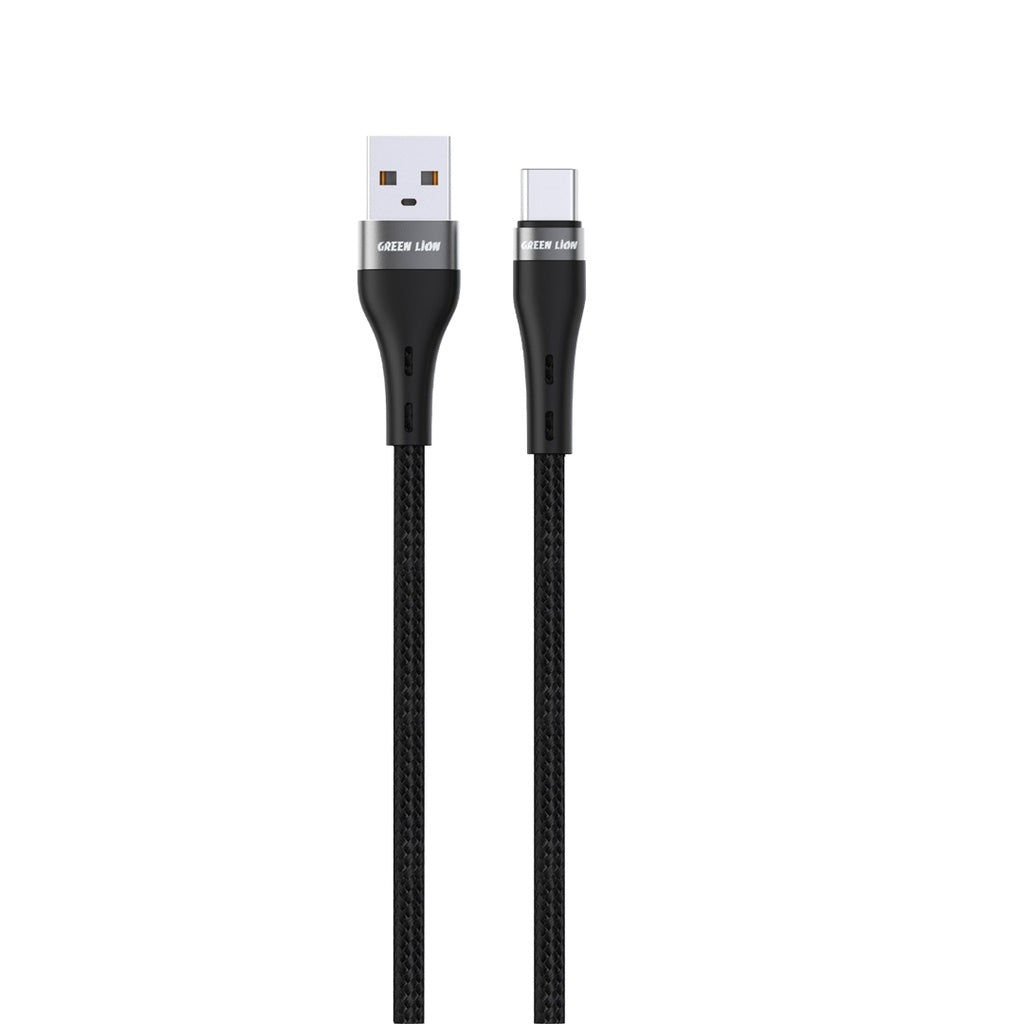 كيبل جرين لايون يو اس بي اي الى يو اس بي سي مضفر بطول 1 متر, شحن سريع 15 واط | Green Lion USB-A to USB-C Braided Cable 1M – 15W Fast Charging.