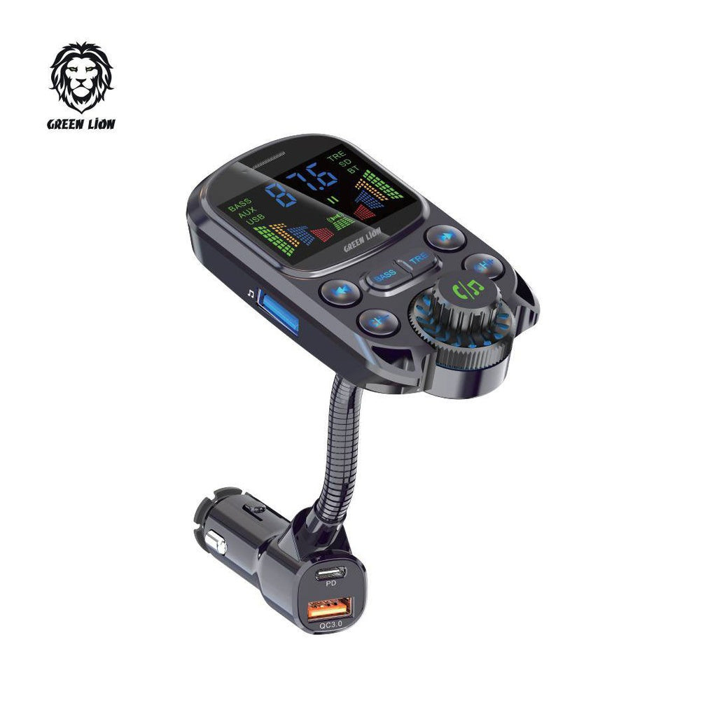 شاحن سيارة جرين لايون بلوتوث مع ناقل FM - اسود | Green Lion Bluetooth Hands-Free FM Car Charger 2 - Black