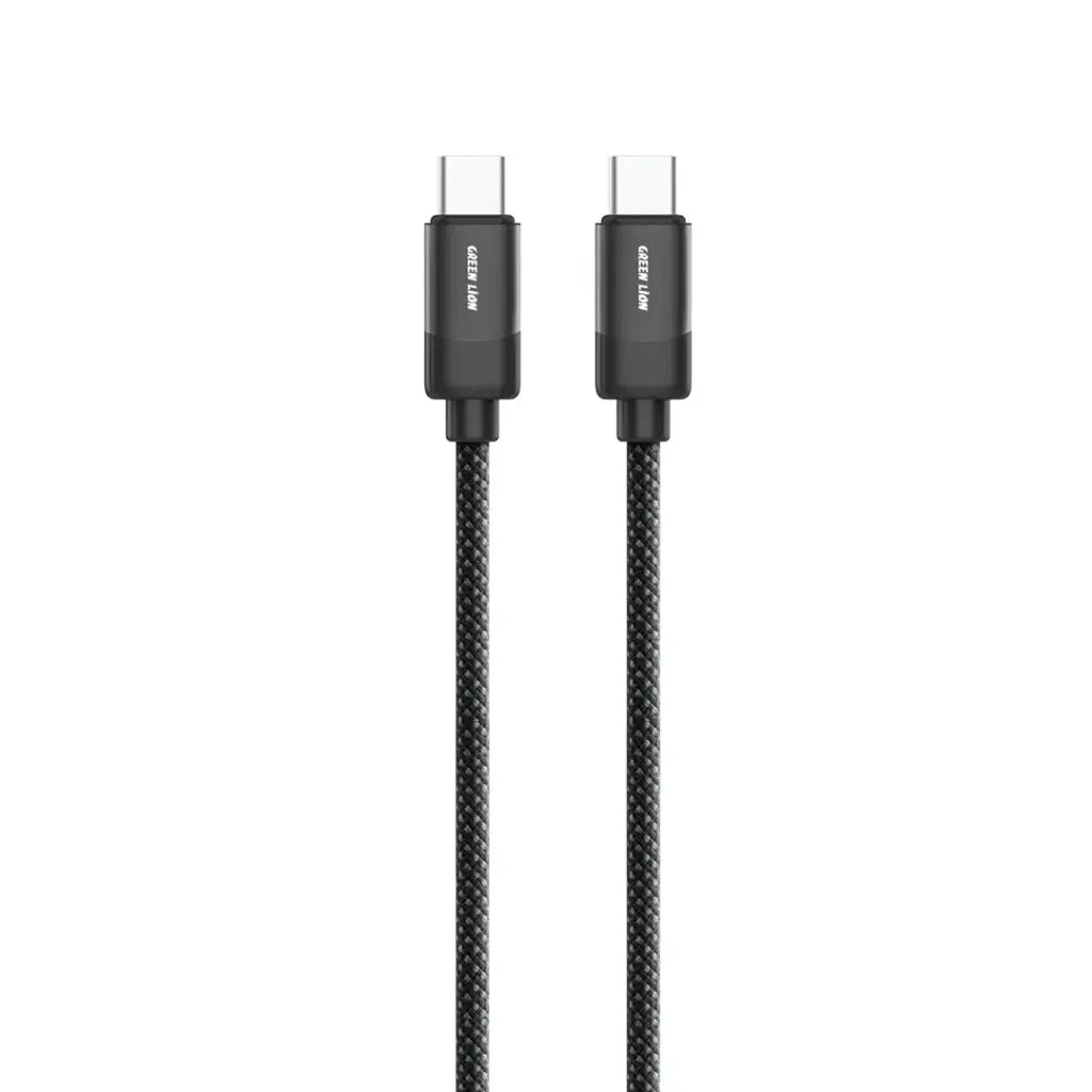 كيبل جرين لايون مضفر يو اس بي سي الى يو اس بي سي بقدرة شحن 60 واط وطول 1 متر - اسود | Green Lion USB-C to USB-C Braided Cable 1m 60W - Black