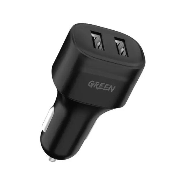 جرين لايون شاحن سيارة ثنائي المنفذ بقدرة 12 واط - اسود | Green Dual Port Car Charger 12W - Black