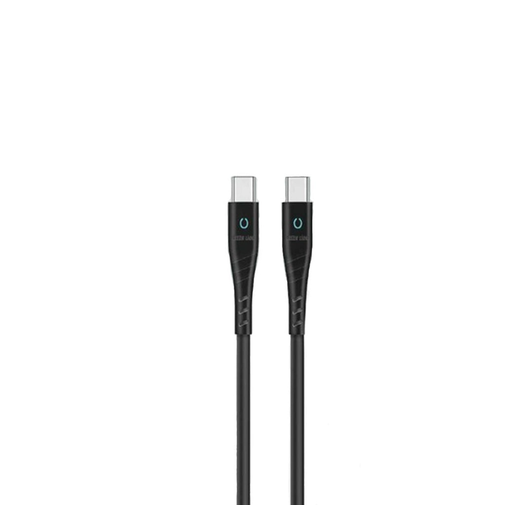 كيبل جرين لايون PVC من يو اس بي سي الى يو اس بي سي بمؤشر LED وقدرة شحن 60 واط, بطول 1 متر - اسود | Green Lion PVC USB-C to Type-C Cable with LED Indicator 1M PD 60W - Black