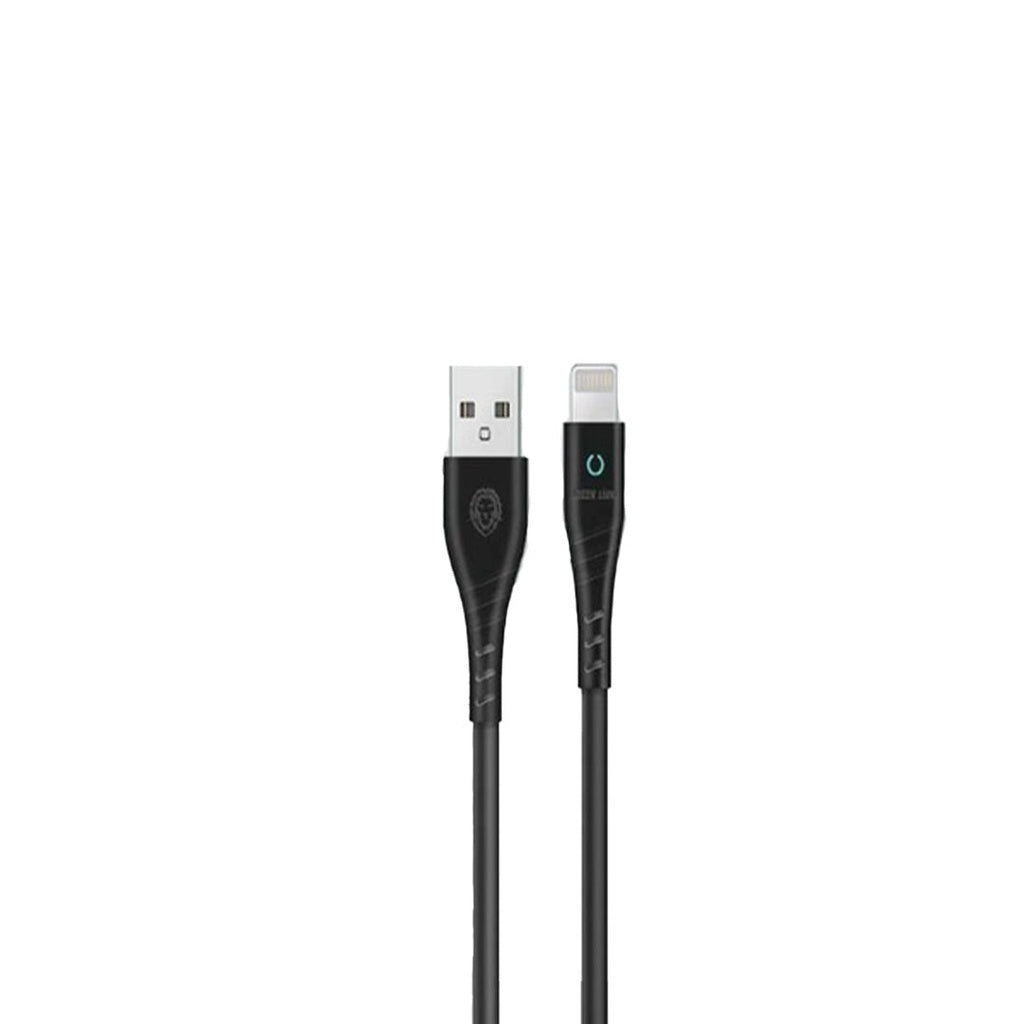 كيبل جرين لايون PVC من يو اس بي اي الى لايتننغ مع مؤشر LED بطول 1 متر - اسود | Green Lion PVC USB-A to Lightning Cable with LED Indicator 1M - Black