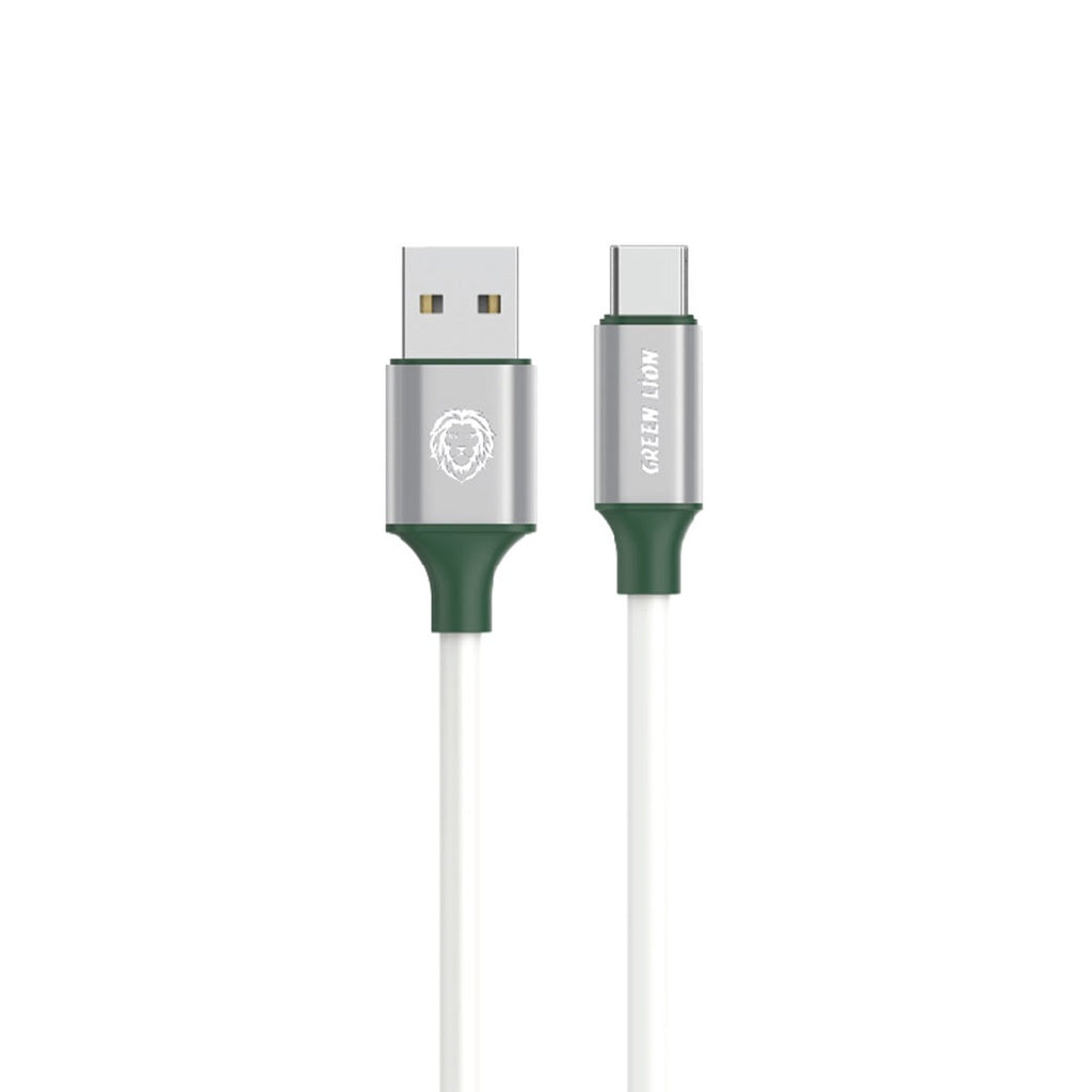 كيبل جرين لايون يو اس بي اي الى يو اس بي سي بطول 1 متر - ابيض | Green Lion PVC USB-A to Type-C Wide Cable 1M - White