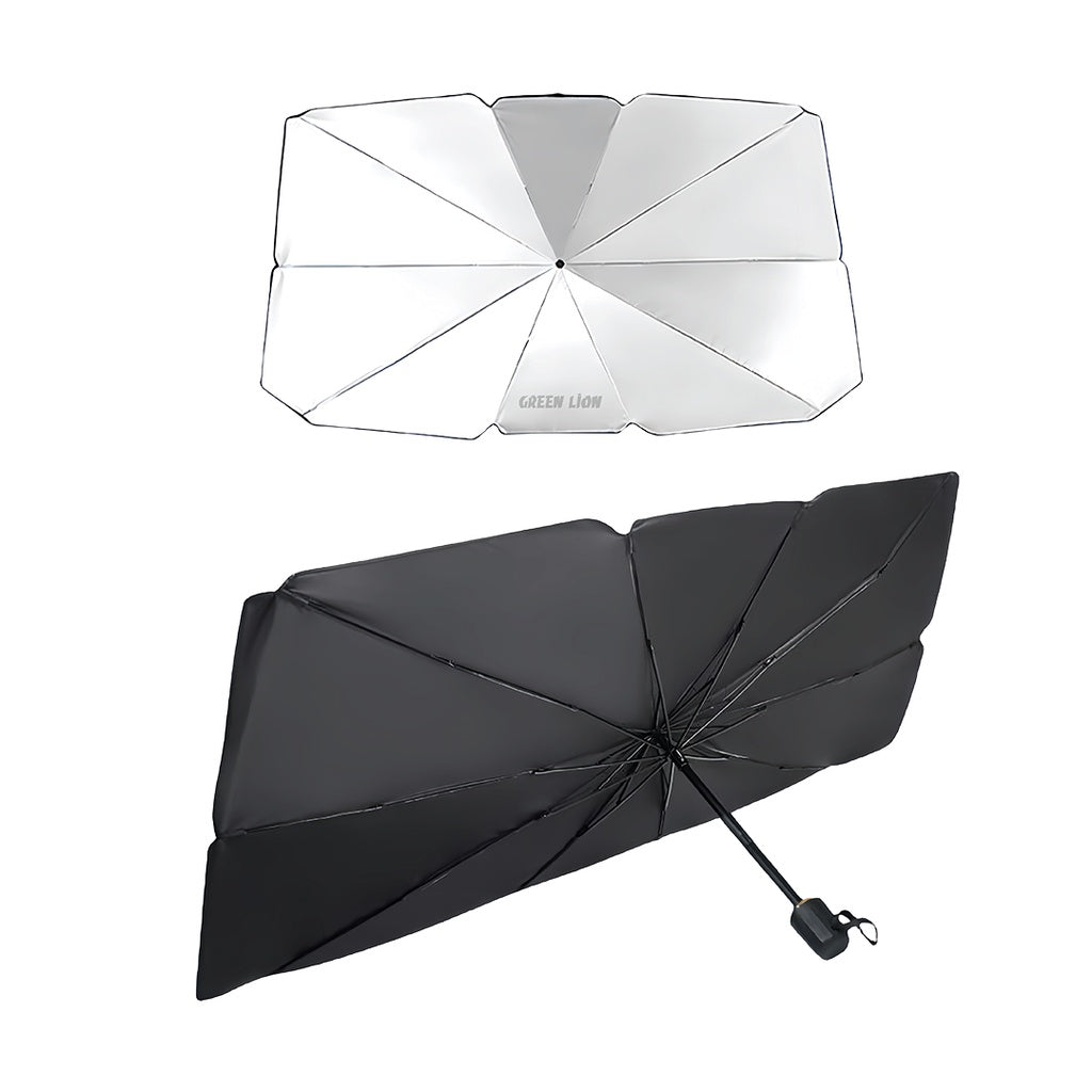 مظلة الزجاج الامامي للسيارة من جرين لايون للحماية من اشعة الشمس, قابلة للطي - اسود | Green Lion Car Windshield Umbrella - Sun Blocking & Retractable – Black.