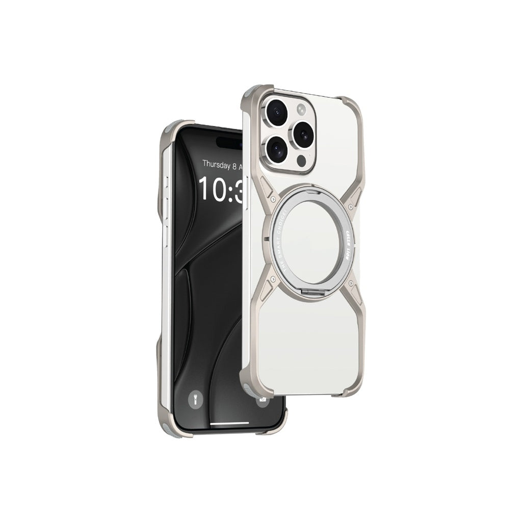 كفر جرين لايون ايدج X ماج سيف لهاتف ايفون 16 برو ماكس - تيتانيوم | Green Lion Edge X MagSafe Bezel Less Case for iPhone 16 Pro Max - Natural Titanium