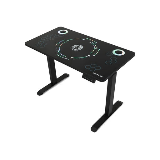 طاولة جرين لايون للالعاب القابلة للرفع مع اضائة RGB - اسود | Green Lion Automatic RGB Lift Table - Black
